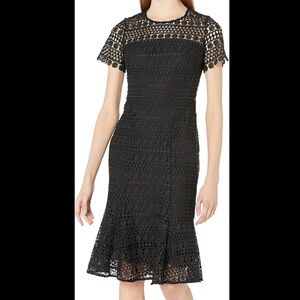 Shoshanna Park Floral Lace Midi Dress Black Size 0